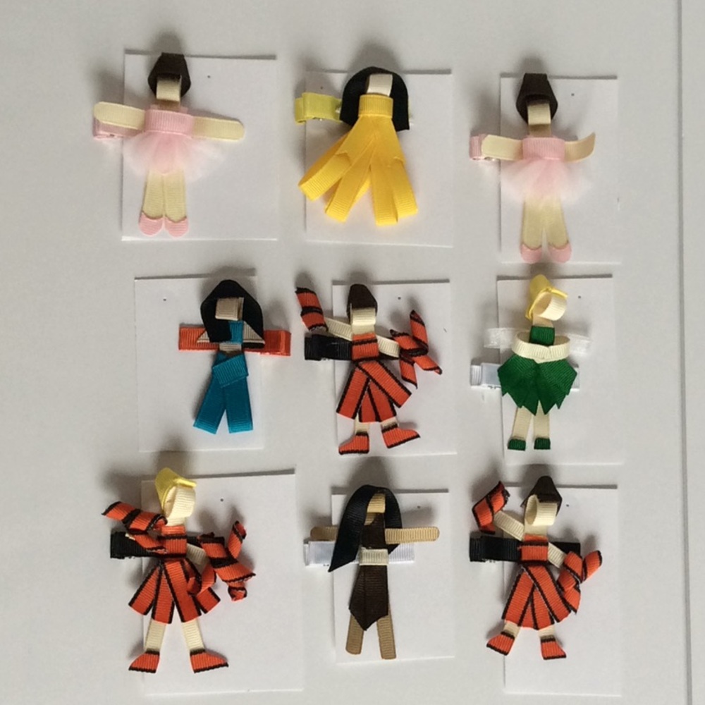 Handmade Hair People Figure Brats For Barrettes, etc. New Set of 9